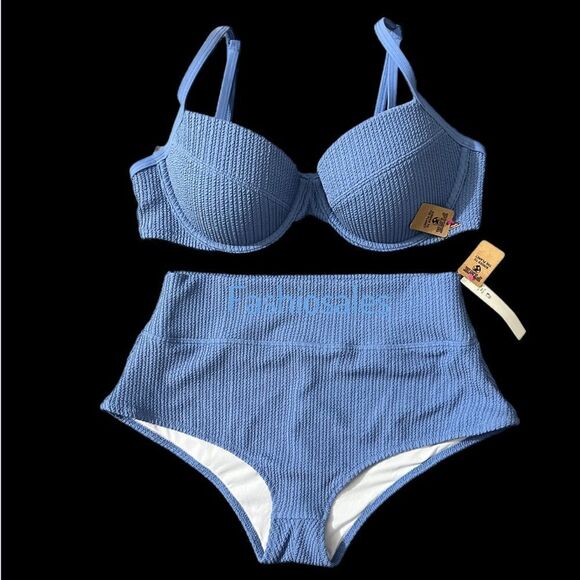 Victorias Secret Pink Swim Crinkle Push Up Padded Bikini Top Shortie Bottom Set - Picture 3 of 7